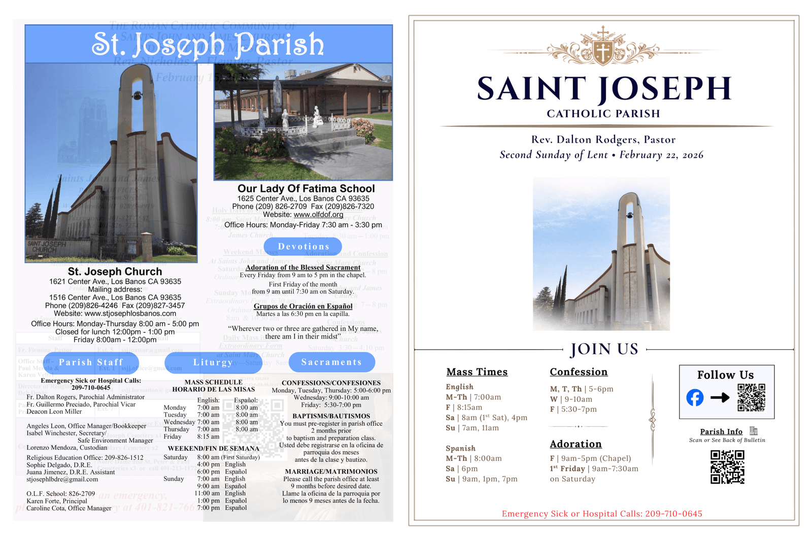 St. Joseph's Catholic Church bulletin, before and after