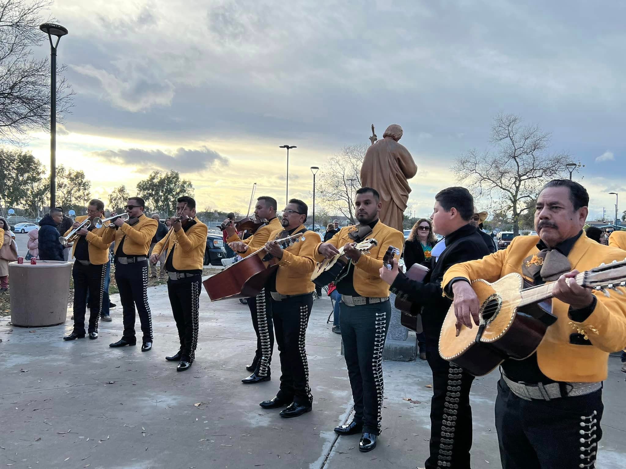 A mariachi band performing near the St. Joseph statue at last year's festival
